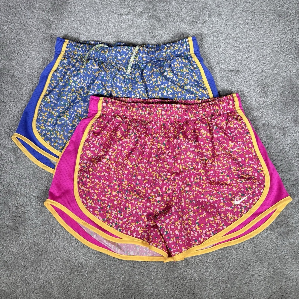 Nike Running Shorts Womens S Blue Pink Paint Splatter Tempo Icon Clash Lot Of 2